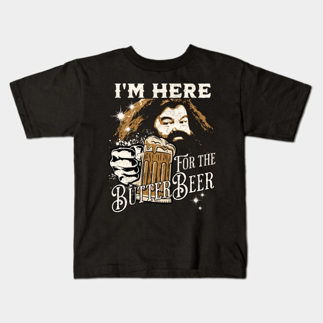 Drinking ButterBeer with on the Greats Potterhead Fans Kids T-Shirt by Joaddo